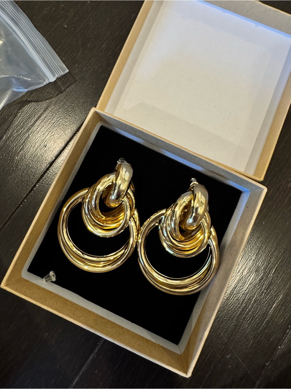 Gold Double Hoop Link Earrings - Women Jewelry